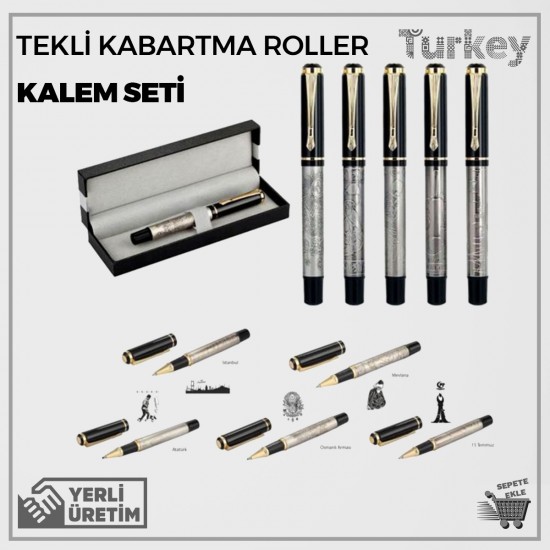 Tekli Kabartma Roller Kalem Seti